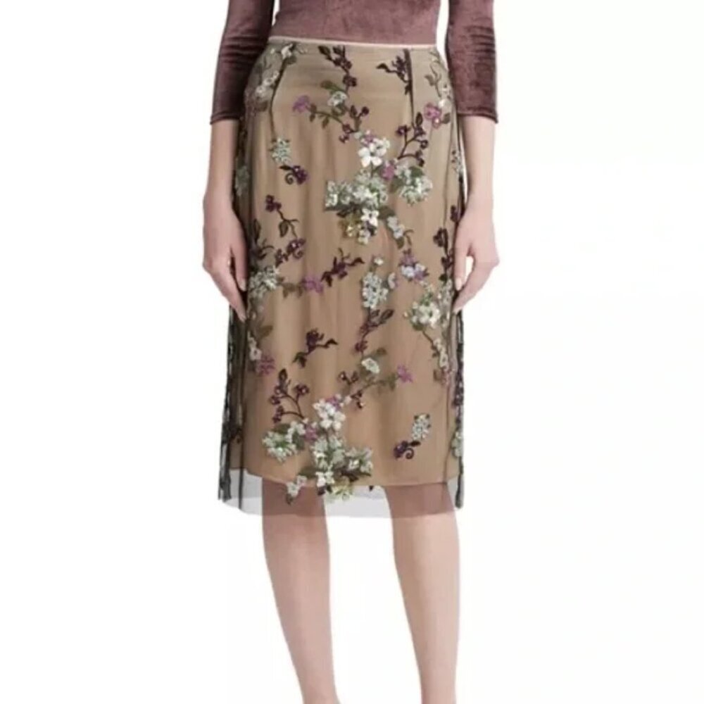 Vince Begonia Sequined Overlay Midi Skirt. Sz: 8